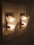 A Pair of Murano Glass and Brass Wall Sconces