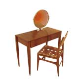 Used A Dressing Table and Chair in Mahogany by Gio Ponti
