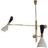 A Two Arm Brass Modernist Chandelier by Stilnovo