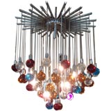 A Chrome and Glass Modernist Chandelier