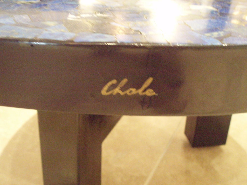A Round Cocktail Table in Blue Lapis Lazuli by Ado Chale
