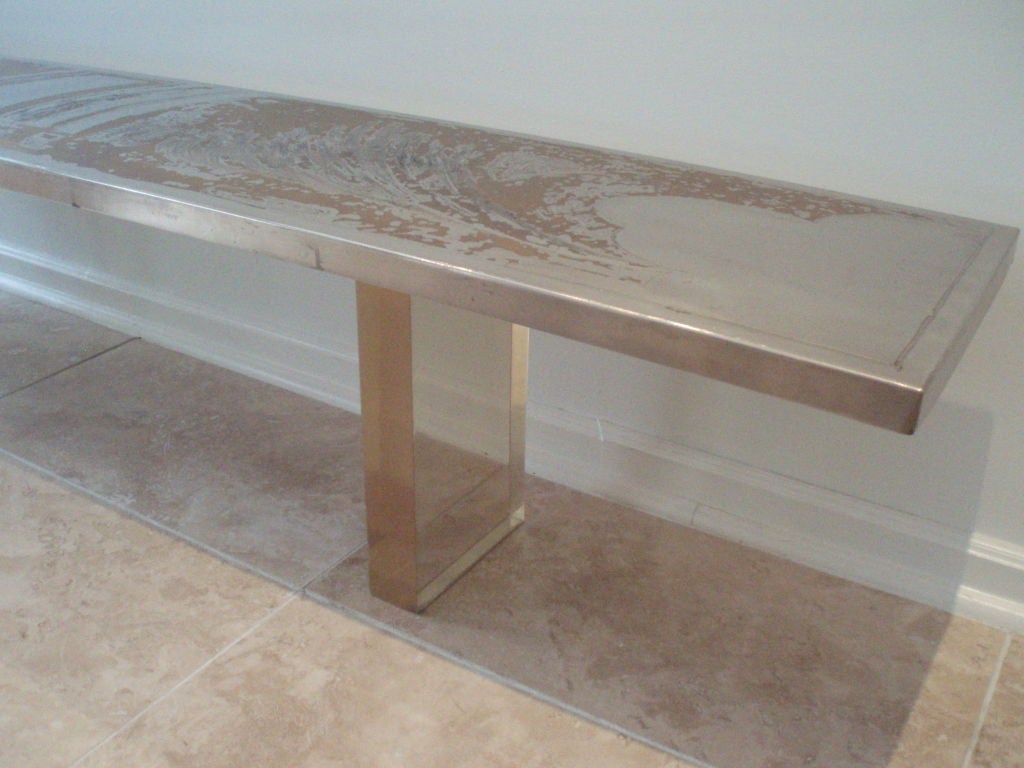 A Long Low Bench by Armand Jonkers in Metal and Lucite