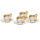 Set of 4 Cups and Saucers with Swan Pattern