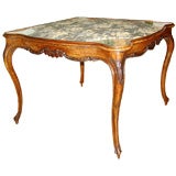 19th Century Beech Wood Game Table with Glass/Tapestry Top