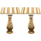 Pair of Floral Painted Lamps Pair of Floral Painted Lamps