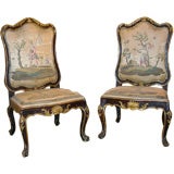 Pair of Italian Gilt and Painted Side Chairs