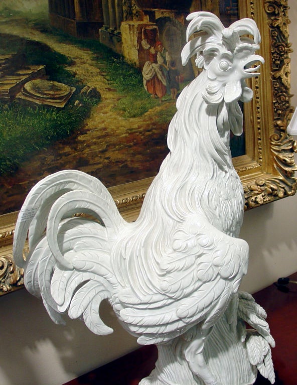 Very fine, very heavy porcelain rooster figure by Meissen.