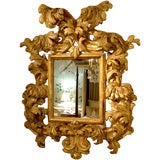 17th Century Italian Hand-Carved Gilt Wood Mirror