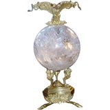 Rock Crystal Sphere with Bronze Eagle and Stand