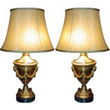 Pair of Bronze Urn Lamps signed E. Sevenier