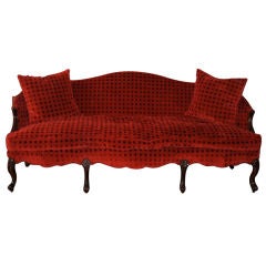 18th Century English Mahogany Settee Upholstered in Red Velvet