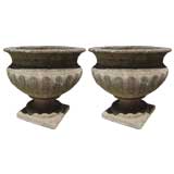 Pair of French Garden  Fluted Urns