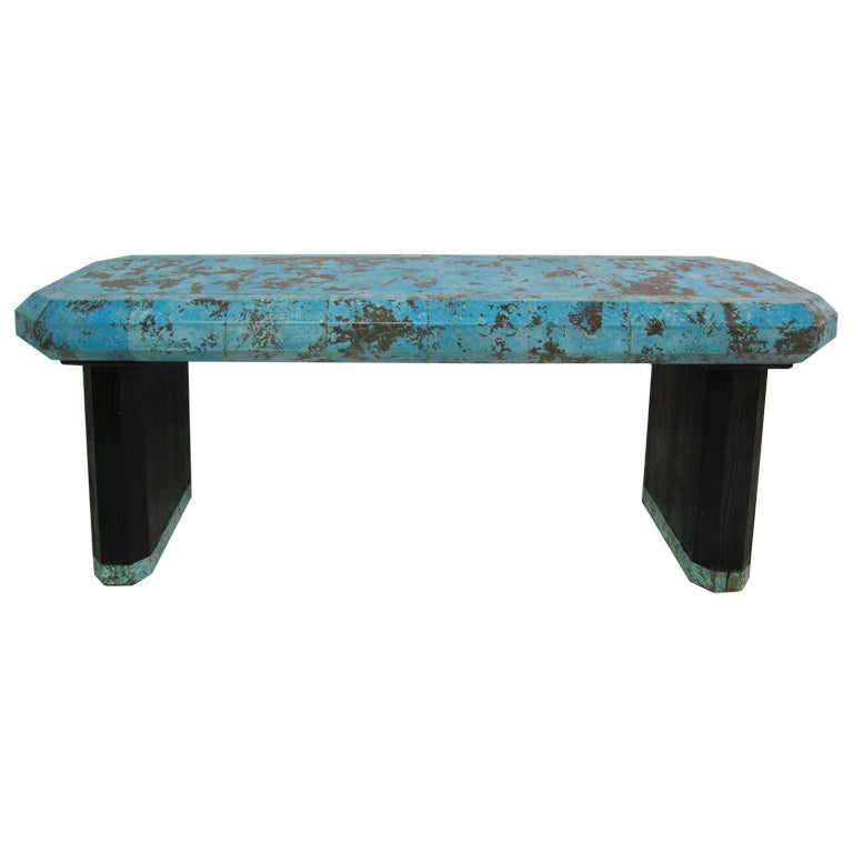 Pair of Patina Copper top Console Tables
