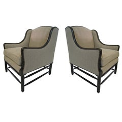 Pair of  Turned Leg Wing Back Chairs