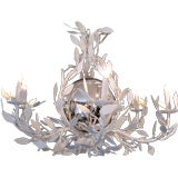 Large Gesso Branch Chandelier with Mercury Gazing Ball