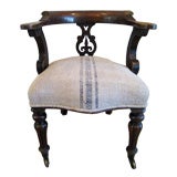 Antique Lyre Back Chair with Castors