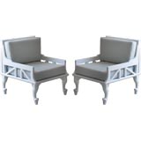 Pair of John Hutton Gesso Thebes Club  Chairs