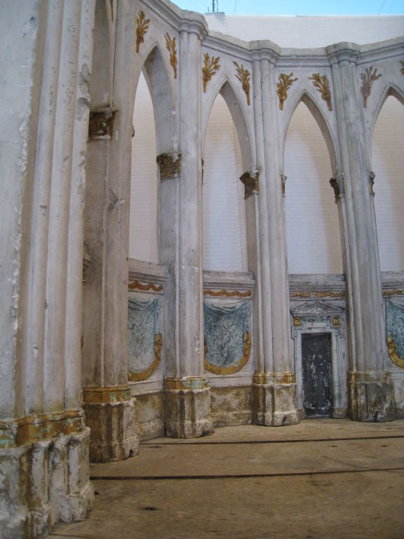 Italian Architectural Model of a Gothic Interior. Plaster over Iron.  Polychrome and Gilt.