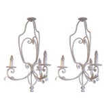 Pair of White Gesso Chandeliers