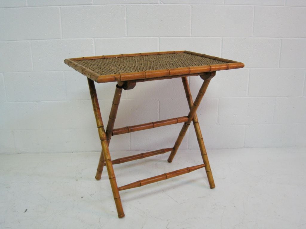 Odd Pair of Faux Bamboo Folding Tables