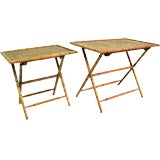 Odd Pair of Faux Bamboo Folding Tables