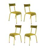 Set of 4 French Perforated Metal Chairs