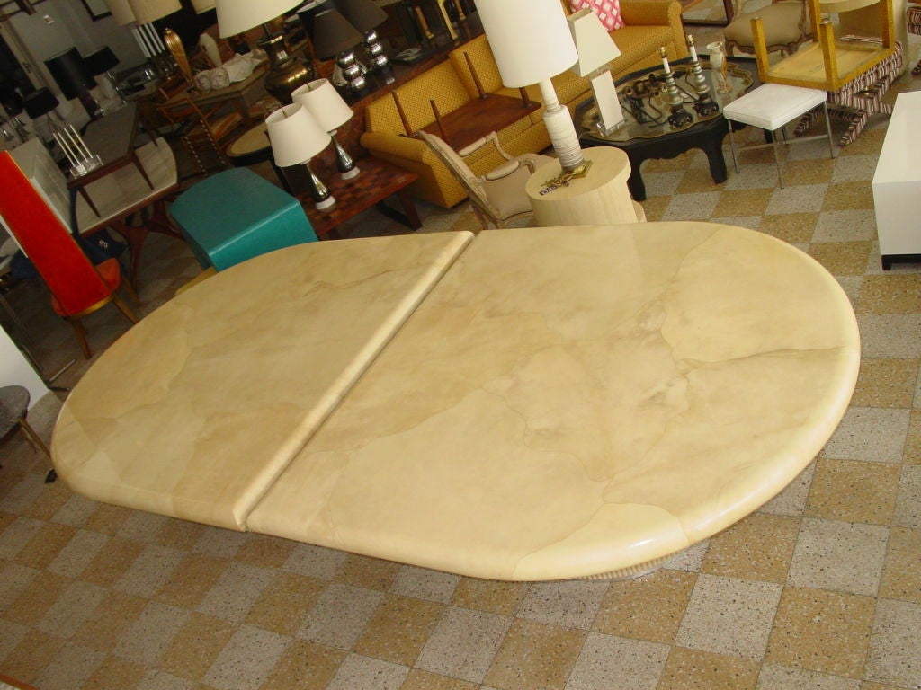 Lacquered Steve Chase Design Custom Goatskin Double Dining Table