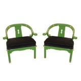 Pair of Kelly Green Asian Modern Chairs