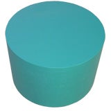 Lacquered Grasscloth Drum Table