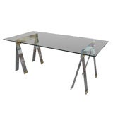 Vintage Chic Chrome and Brass Trestle Desk