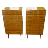 Rare pair of Sycamore Tall Chests