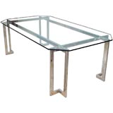 Stainless Steel and Glass Dining Table