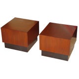 Pair of Walnut Cube Tables by Milo Baughman