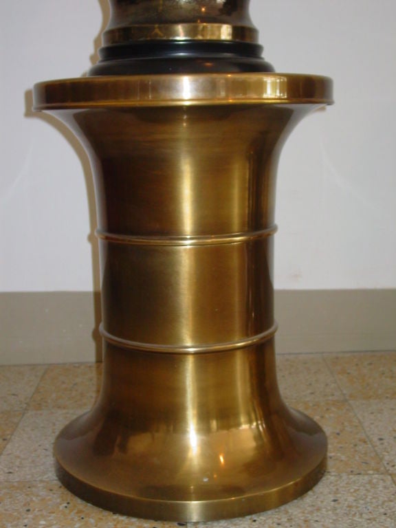 Pair of Monumental Brass Lamps