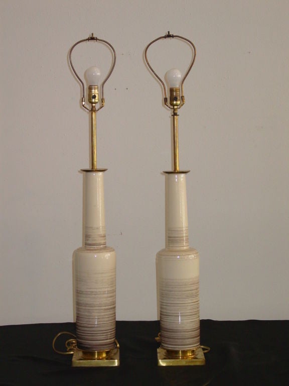Pair  of Stiffel Studio Pottery Lamps