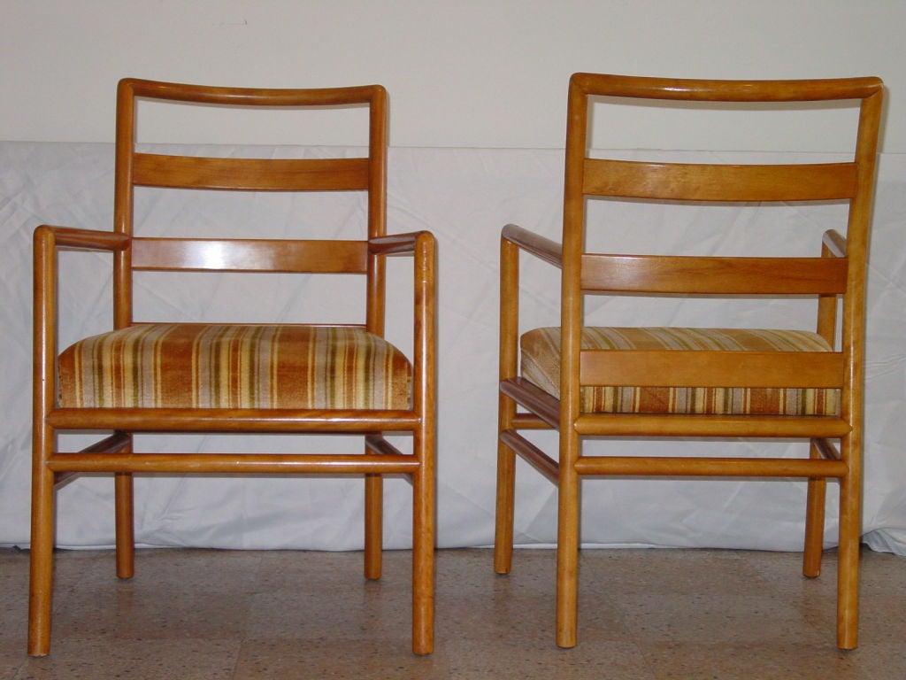 Velvet Set of Six Dining Chairs by T.H. Robsjohn-Gibbings