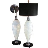 Pair of Barbini Murano Lamps