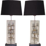 Vintage Pair of Lucite Brutalist Lamps