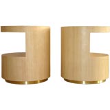 Pair of Steve Chase Grasscloth Side Tables.