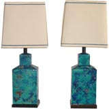 Retro Incredible Pair  Turquoise Ceramic Lamps