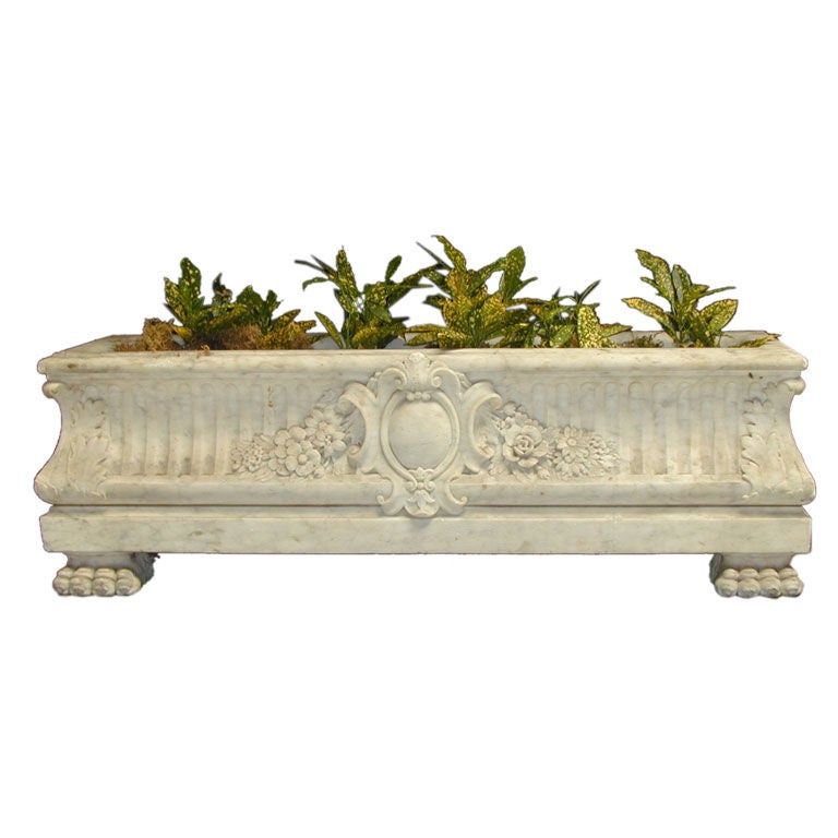 19th century Italian carved marble jardiniere For Sale at 1stDibs