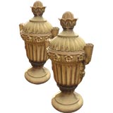 Pair of very large 19th century Italian lidded terracotta urns