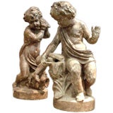 Antique Rare pair of French fountain figures