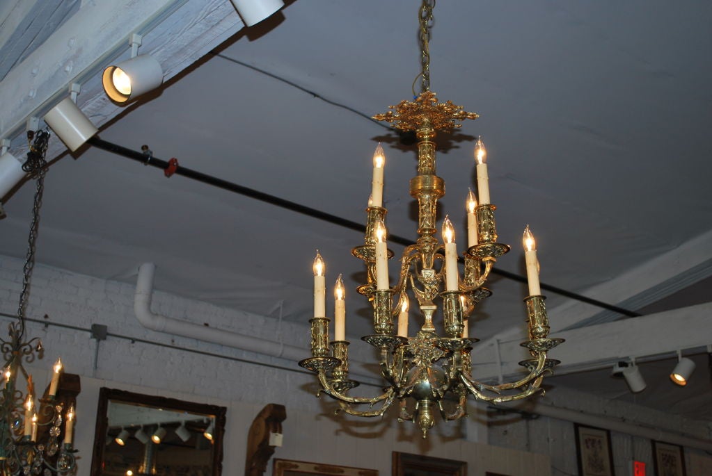 French Brass 12-arm chandelier