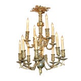 French Brass 12-arm chandelier
