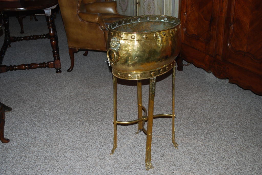English oval brass jardiniere