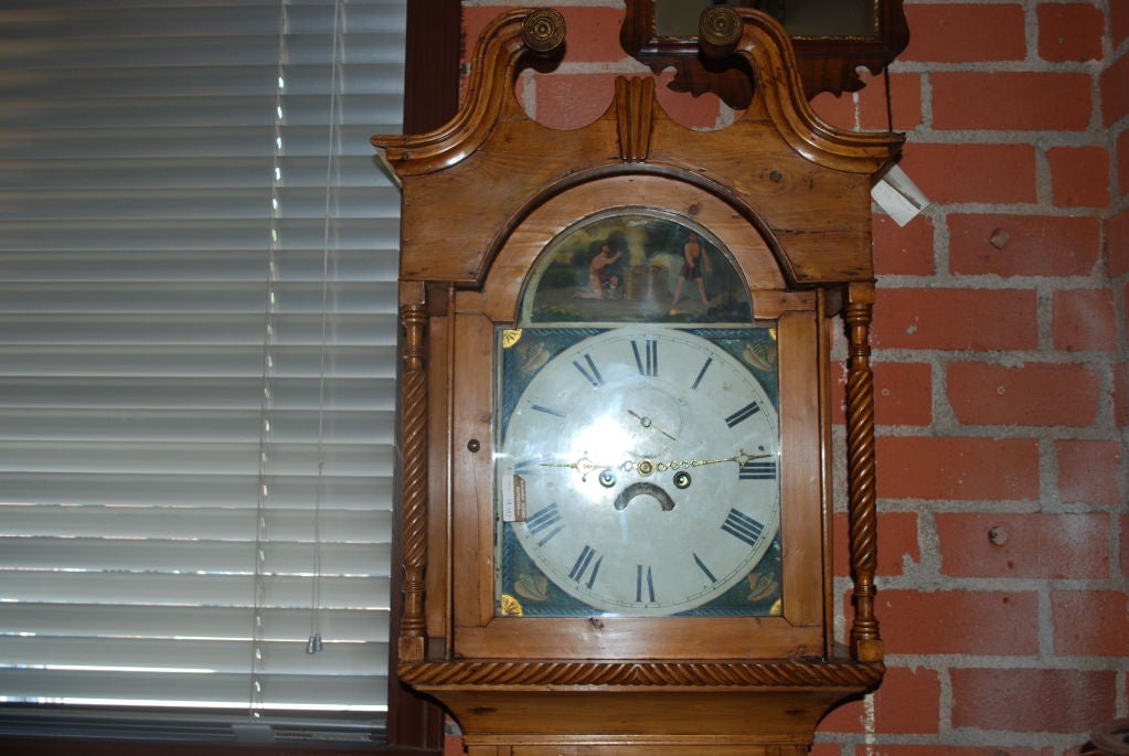Pine tall case clock