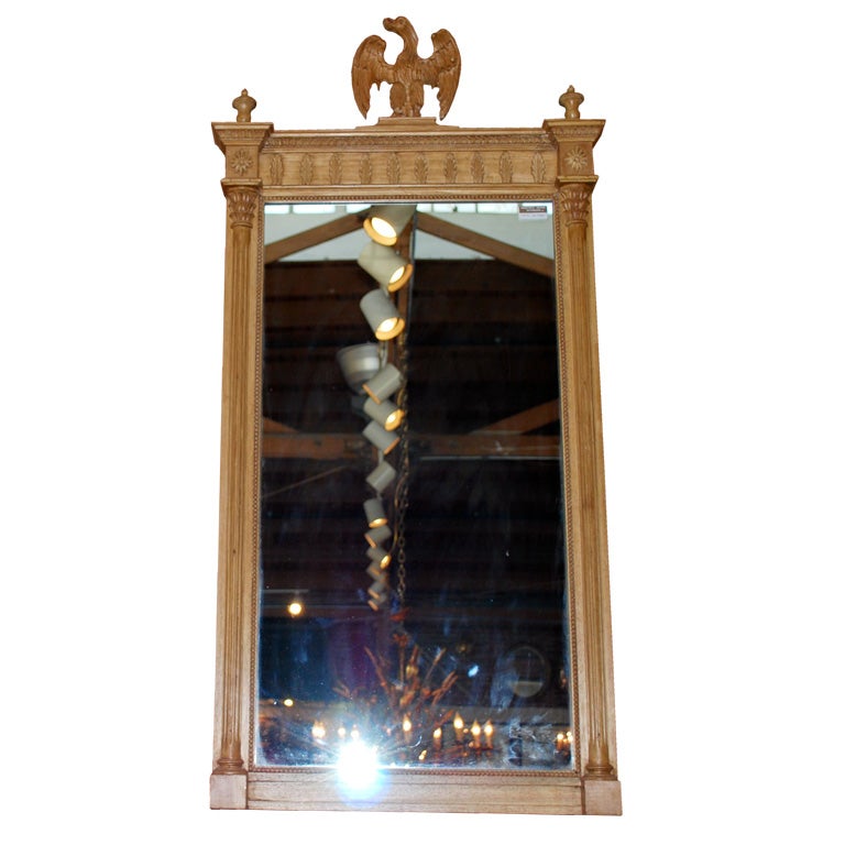 Carved wooden English mirror For Sale