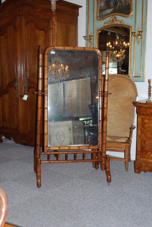 French faux bamboo Cheval mirror
