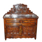 French marble topped walnut buffet